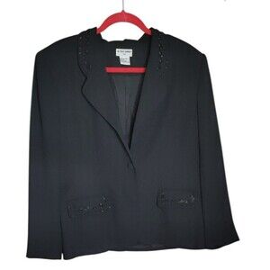 Alfred Dunner Size 14 Black Sequins Beaded Button Front Jacket
